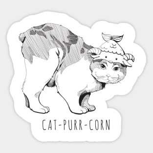 Cat-Purr-Corn Light Sticker